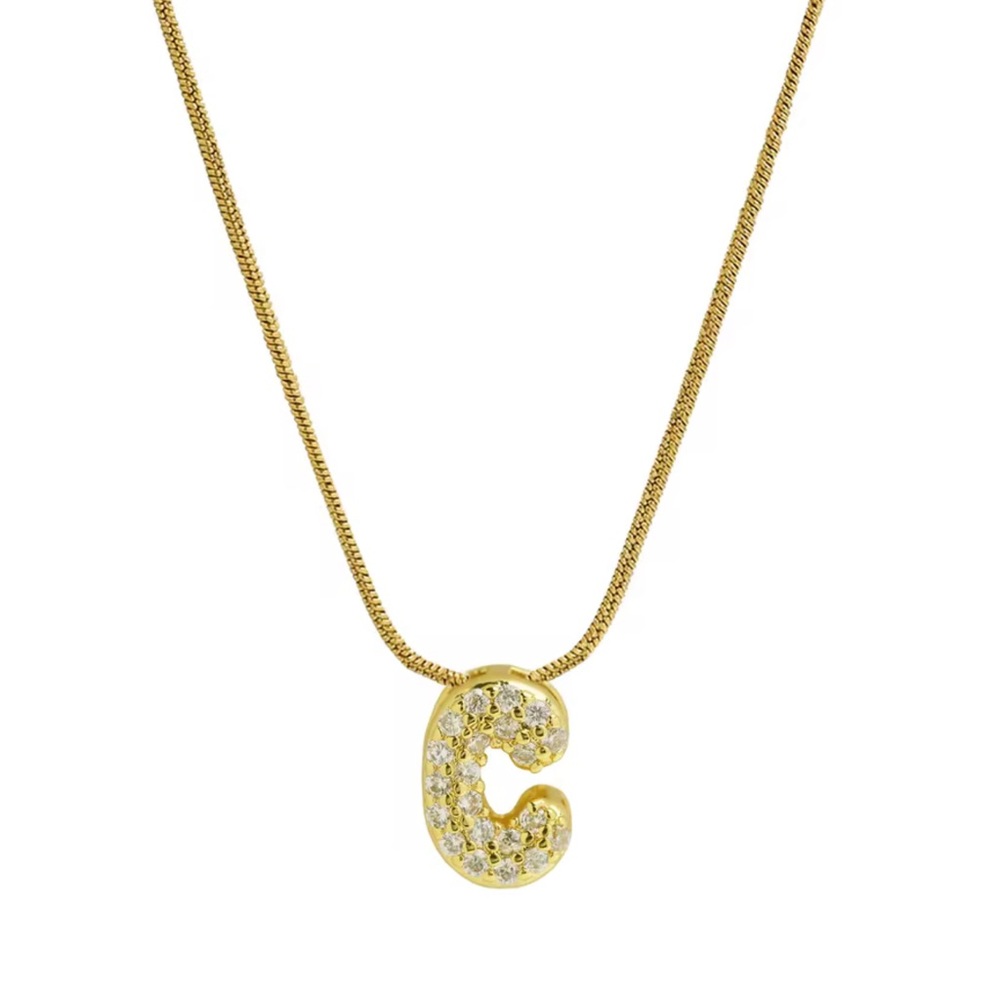 Balloon Zircon Letter C Initial Necklace